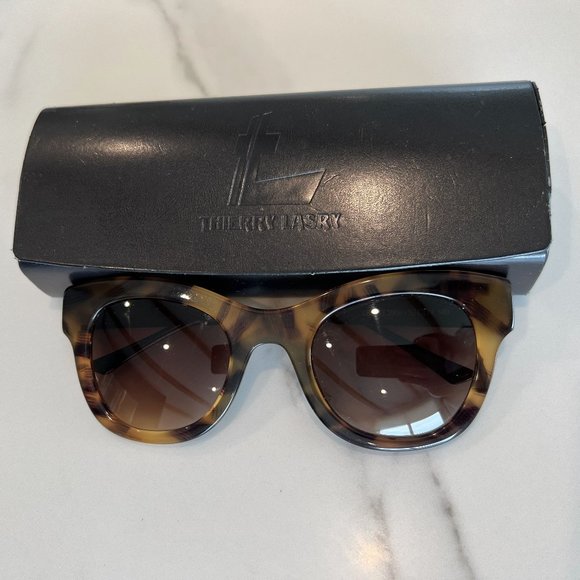 THIERRY LASRY Brown Tortoise Shell Leggy Sunglasses with Black Titanium Arms